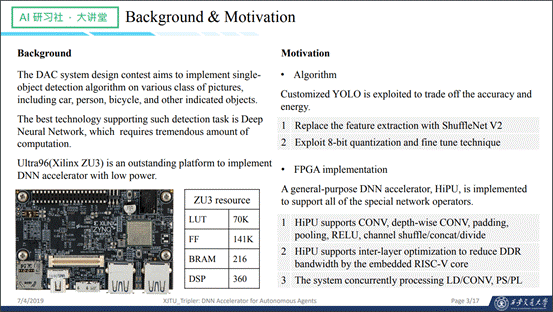 HiPU设计简介——DAC19目标检测设计竞赛FPGA赛道亚军方案介绍| AI 研习社 157期大讲堂总结